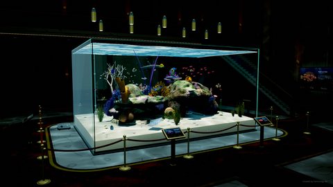 The whole hall around the tank